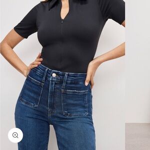 Good American women’s soft tech good waist palazzo jeans